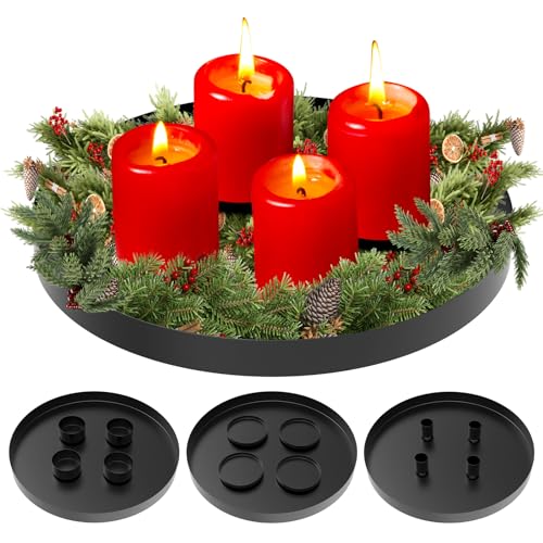 3 in 1 Magnetischen Kerzentablett, 30cm Adventskranz Metall Kerzenhalter Stumpenkerze, Stabkerzen, Magnet Kerzen Leuchter Ständer, Magnetischen Teelichter Deko Kerzenhaltern für Weihnachten (Schwarz) 3 in 1 Magnetischen Kerzentablett, 30cm Adventskranz Metall Kerzenhalter Stumpenkerze, Stabkerzen, Magnet Kerzen Leuchter Ständer, Magnetischen Teelichter Deko Kerzenhaltern für Weihnachten (Schwarz) von FHzytg