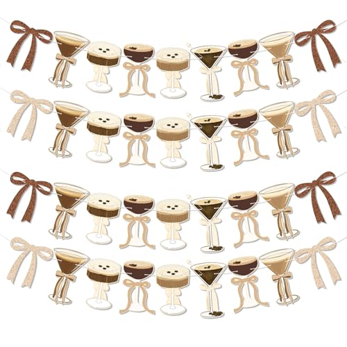 4 Stück Espresso-Martini-Party-Banner, Girlande, Kaffee, Espresso, Martini-Gläser, Tassen-Girlande, Espresso, Martini-Schleife, Geburtstagsparty-Dekorationen, Martini, Junggesellinnenabschied, von FHzytg