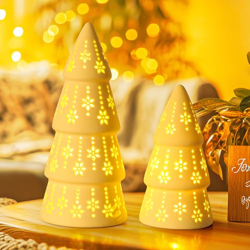 FHzytg 2er-LED Weihnachtsbäume Deko aus Keramik, Mini Weihnachtsbaum Tischdeko, Weihnachts-Beleuchtung, Weihnachtsdeko Laterne Weihnachtsbaum Winter Weihnachtsbaum Tisch Deko Beleuchtung FHzytg 2er-LED Weihnachtsbäume Deko aus Keramik, Mini Weihnachtsbaum Tischdeko, Weihnachts-Beleuchtung, Weihnachtsdeko Laterne Weihnachtsbaum Winter Weihnachtsbaum Tisch Deko Beleuchtung von FHzytg