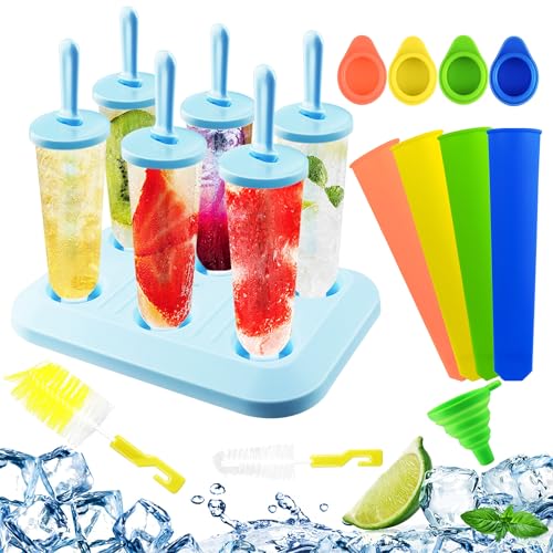 FHzytg 6 Stück Wassereis Formen, Wassereis Selber Machen Eisformen Eis Am Stiel Eis Formen für Stieleis, Eisformen Kinder Wassereis Formen BPA Frei Popsicle Formen Eisförmchen mit Stiel von FHzytg