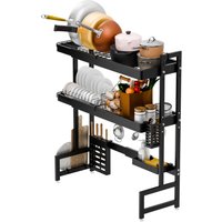 Küchenregal, 2-stufiges, erweiterbares Küchenutensilienregal, 100 × 28 × 84 cm, Schwarz. Küchenregal, 2-stufiges, erweiterbares Küchenutensilienregal, 100 × 28 × 84 cm, Schwarz. von FIANAO