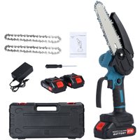 MINI-Kettensäge, 6 Zoll, mit 2 Akkus, Akku-Säge mit 2 Ketten für Gartenarbeit, Baumschnitt und Holzschneiden von FIANAO