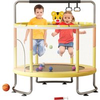 Multifunktionales Trampolin Ø 150 cm mit Basketballkorb, runden Handläufen, Schaukel und Ocean Ball – Maximale Belastung 150 kg – Gelb. Multifunktionales Trampolin Ø 150 cm mit Basketballkorb, runden Handläufen, Schaukel und Ocean Ball – Maximale Belastung 150 kg – Gelb. von FIANAO