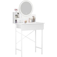 Schminktisch mit Spiegel, 1 Schublade, 2 Ablagen, ohne Hocker, 60 × 40 × 126 cm, Kosmetikbox, weiß. von FIANAO