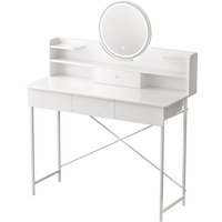 Schminktisch mit Spiegel, 4 Schubladen, 2 Ablagen, ohne Hocker, 100 x 40 x 126 cm, weiß. von FIANAO