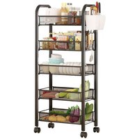 Servierwagen, 5-stöckiger Küchenwagen mit Rädern, Ablageregal, Büro, Badezimmer, 45 × 26 × 105 cm, schwarz Servierwagen, 5-stöckiger Küchenwagen mit Rädern, Ablageregal, Büro, Badezimmer, 45 × 26 × 105 cm, schwarz von FIANAO