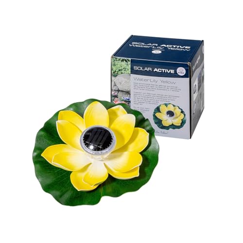 FIAP SOLAR ACTIVE WaterLily WHITE- schwimmende Seerose - Solarbeleuchtung-LED-inklusive Akkubatterie - Teichbeleuchtung -weiß - Gartenteich - Pool -solar (Gelb) von FIAP