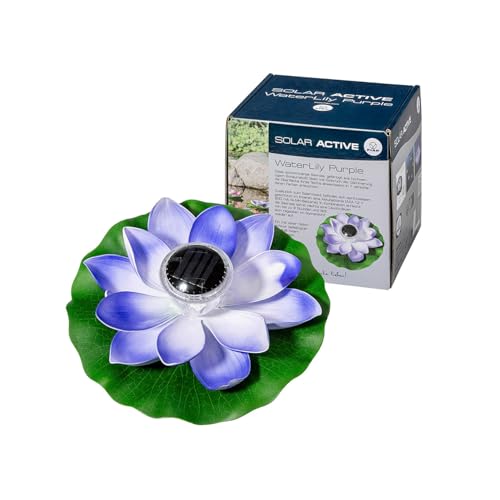 FIAP SOLAR ACTIVE WaterLily WHITE- schwimmende Seerose - Solarbeleuchtung-LED-inklusive Akkubatterie - Teichbeleuchtung -weiß - Gartenteich - Pool -solar (Lila) von FIAP