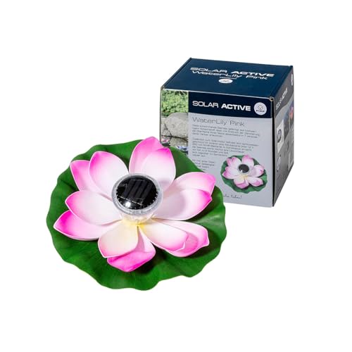 FIAP SOLAR ACTIVE WaterLily WHITE- schwimmende Seerose - Solarbeleuchtung-LED-inklusive Akkubatterie - Teichbeleuchtung -weiß - Gartenteich - Pool -solar (Pink) von FIAP
