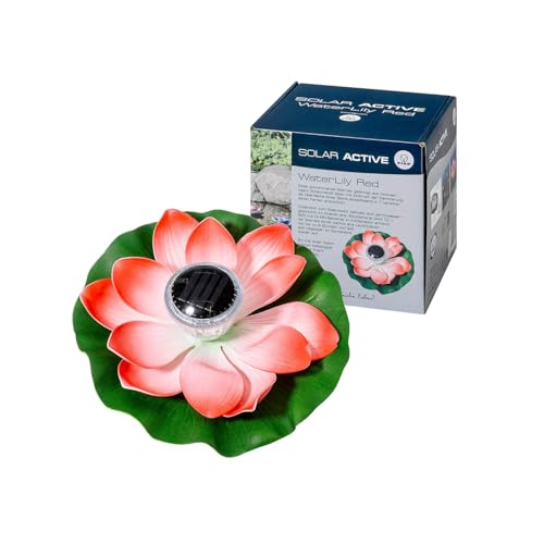 FIAP SOLAR ACTIVE WaterLily WHITE- schwimmende Seerose - Solarbeleuchtung-LED-inklusive Akkubatterie - Teichbeleuchtung -weiß - Gartenteich - Pool -solar (Rot) von FIAP