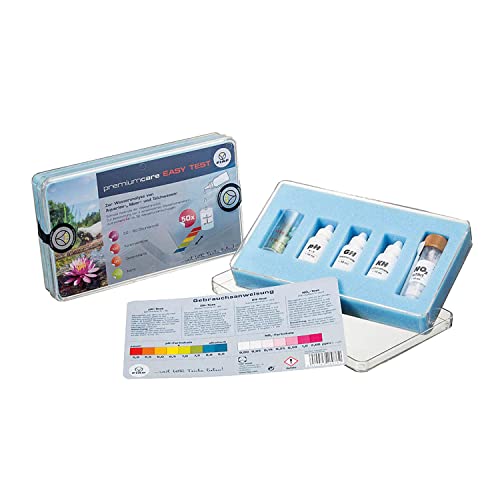 FIAP premiumcare Easy Test - Wasseranalyse - Wassertest - pH, GH, KH, NO2 - Teichwasser - Aquarium - Gartenteich - Koiteich - Schwimmteich - Teich - Set mit 50 Tests von FIAP