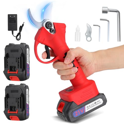 Akku-Gartenschere，Elektrische Gartenschere, Schneiden bis zu 30 mm, Professionelle Gartenschere, 2 x 2000 mAh Kapazität Batterien, 6-8 Stunden Arbeitszeit Geeignet für Gärten, Obstgärten, Bauernhöfe von FIAYIGIL