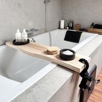 Live Edge Holz-Badewannenablage - Handgefertigte Badeablage Mit Seil-Detail Zum Entspannen von FIBALA