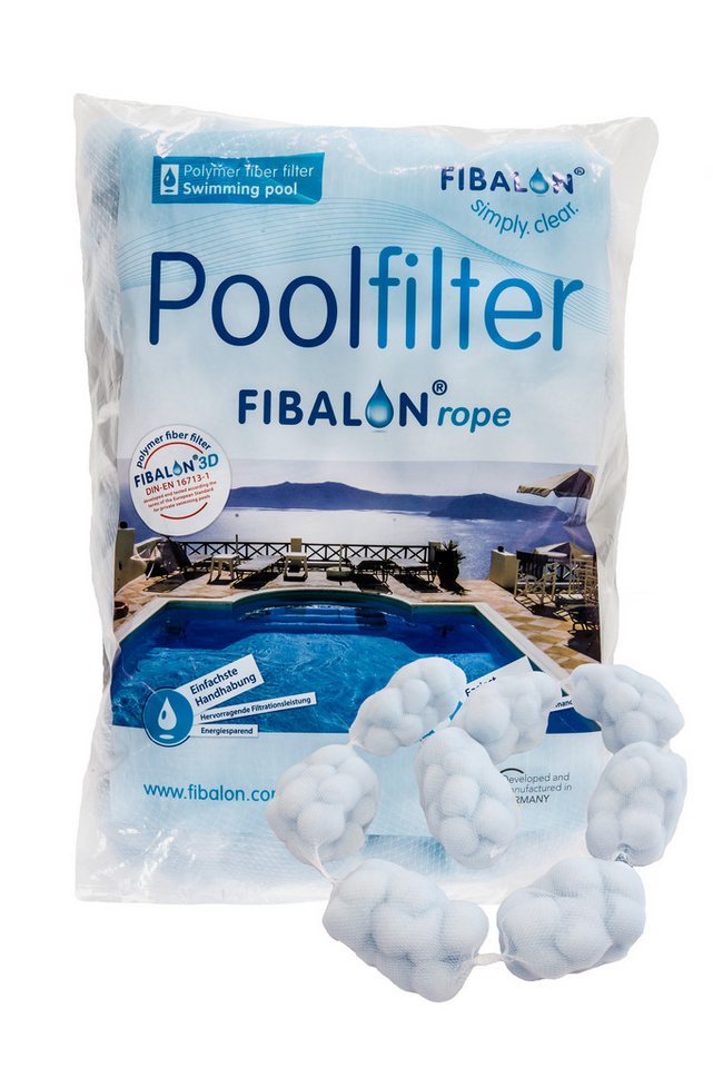 FIBALON® Filterbälle FIBALON®rope weiterentwickelter Poolfilter, mit 8 Netzen Filterbälle, für herkömmliche Sandfilteranlagen, (1-St., entspricht 25 kg Filtersand, 700g anderer Filterballs), für einfachste Handhabung von FIBALON®