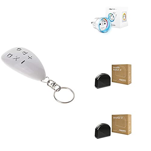 FIBARO KeyFob/Z-Wave Plus Fernbedienug,FGKF-601+Dimmer 2/Z-Wave Plus Lichtdimmer, FGD-212+Double Switch 2/Z-Wave Plus Relaisschalter, FGS-223+Wall Plug/Z-Wave Plus Smart Steckdose Plug Typ E,FGWPE-102 von FIBARO