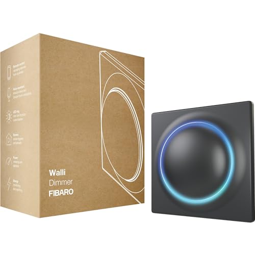 FIBARO Walli Dimmer / Z-Wave Plus Lichtdimmer mit LED Deckel, Anthrazit, FGWDEU-111-8 von FIBARO