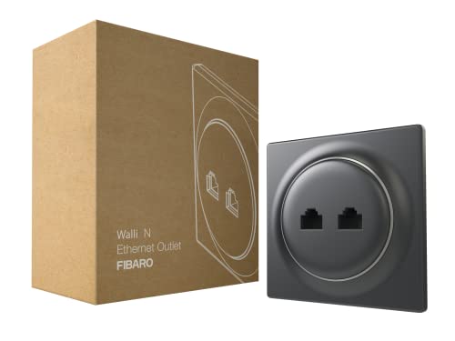 FIBARO Walli N Ethernet Outlet / Hochwertige Ethernet-Ausgang, 2xRJ45 cat.6, Anthrazit, FGWEEU-021-8 von FIBARO