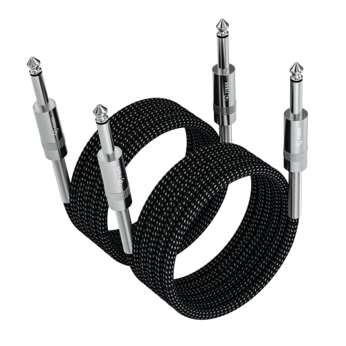 FIBBR 6,35mm Stereo Gitarrenkabel 3m-2 Pack, Nylon Geflochten 6,35 mm auf 6,35 mm Instrumentenkabel TRS Stereo 1/4'' Klinkenkabel für E-Gitarre, Bass, Verstärker, Mixer, Keyboard von FIBBR