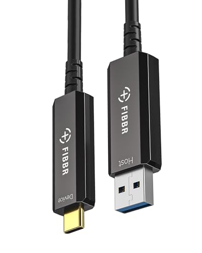 FIBBR Glasfaser USB A auf USB C Kabel 15M, 10Gbps Datenfernübertragung USB 3.2 AOC für VR/AR, Webcam, Kamera, Laptop, Mini-PC, Drucker und Mehr von FIBBR