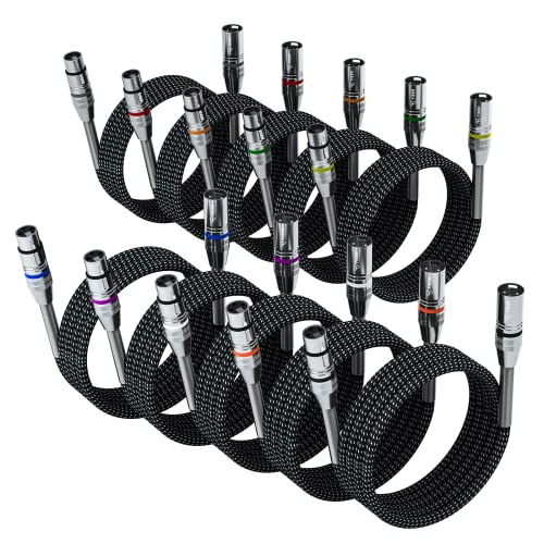 FIBBR XLR Kabel 1m-10 Pack, Mikrofonkabel Nylongeflecht XLR Stecker auf Buchse strapazierfähiges symmetrisches Mikrofonkabel kompatibel mit Vorverstärkern/Lautsprechersystemen und mehr von FIBBR