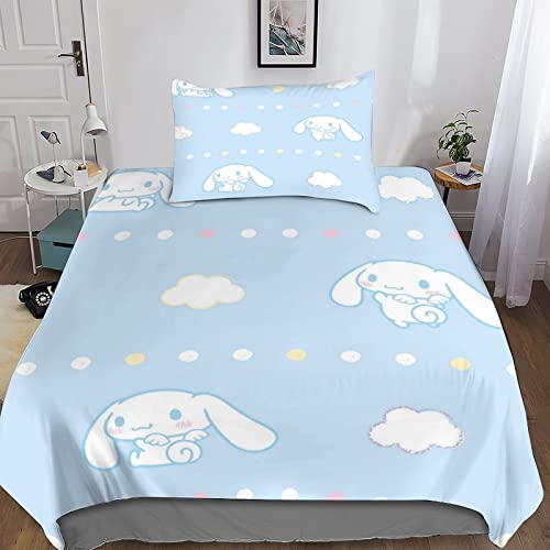 3D Cinnamoroll Bettdecke Set Mit Kissenbezug Microfaser Hypoallergen,Bettbezug Anime Set Bettwäsche Mit Reißverschluss Bettbezüge Für Baby Kinder Teenager Single（135x200cm） von FIBITA