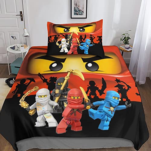 3D Ninjago Bettdecke Set Mit Kissen Bettwäsche Bettbezug Set Betten Set Für Kinder Baby Mädchen Jungen Ultraweiche Mikrofaser Bettbezüge Für Baby Kinder Single（135x200cm） von FIBITA