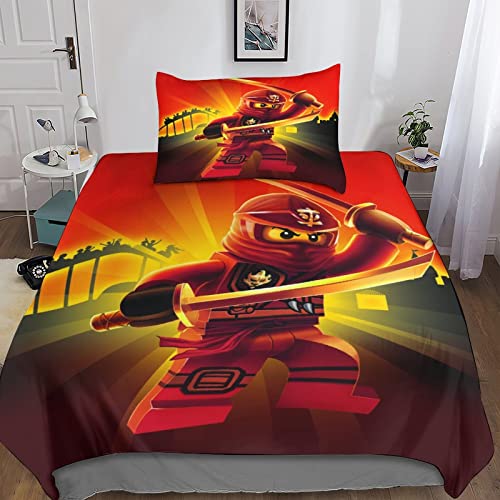 3D Ninjago Bettdecke Set Mit Kissenbezug,Microfaser Hypoallergen, Bettbezug Set Bettwäsche Mit Reißverschluss Bettbezüge Für Baby Kinder Teenager Single（135x200cm） von FIBITA