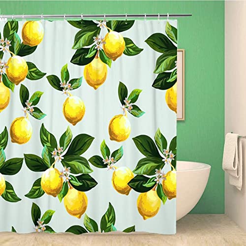 Duschvorhang 120 x 200 Zitrone Shower Curtains Frucht Badezimmer Vorhang Zitrone Duschvorhang Antischimmel Wasserdicht 3D Duschvorhänge Badewannen Waschbar von FIBITA