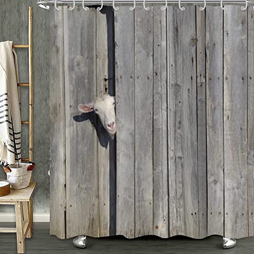 FIBITA Duschvorhang 240x200 Schaf Shower Curtains Vintage-Bauernhof Badezimmer Vorhang Schaf Duschvorhang Antischimmel Wasserdicht 3D Duschvorhänge Badewannen Waschbar von FIBITA