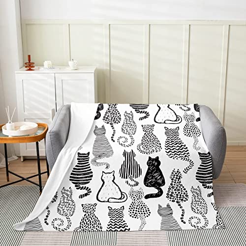 FIBITA Kuscheldecke 3D Katze Flanell Fleecedecke 150x200 Grau Wohndecke Abstrakt Sofadecke Couchdecke Tagesdecke Flauschig Weiche Mikrofaser, für Bett & Sofa von FIBITA