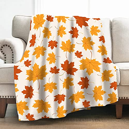 FIBITA Kuscheldecke 3D Laub Flanell Fleecedecke 130x150 Herbst Wohndecke Pflanze Sofadecke Couchdecke Tagesdecke Flauschig Weiche Mikrofaser, für Bett & Sofa von FIBITA