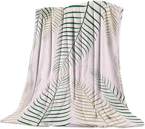 FIBITA Kuscheldecke 3D Palmenblätter Flanell Fleecedecke 150x200 Rosa Wohndecke Pflanze Sofadecke Couchdecke Tagesdecke Flauschig Weiche Mikrofaser, für Bett & Sofa von FIBITA