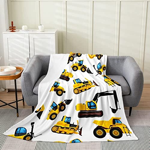 FIBITA Kuscheldecke 3D Technischer Wagen Flanell Fleecedecke 130x150 Bagger Wohndecke Bulldozer-Junge Sofadecke Couchdecke Tagesdecke Flauschig Weiche Mikrofaser, für Bett & Sofa von FIBITA