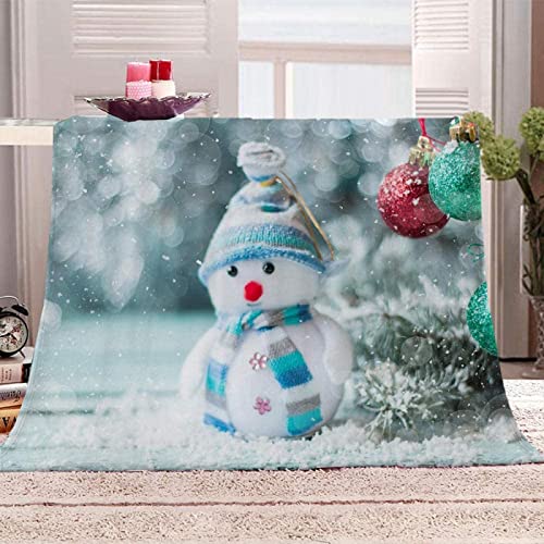 FIBITA Kuscheldecke 3D Weihnachten Flanell Fleecedecke 200x200 Schneemann Wohndecke Weihnachtswinter Sofadecke Couchdecke Tagesdecke Flauschig Weiche Mikrofaser, für Bett & Sofa von FIBITA