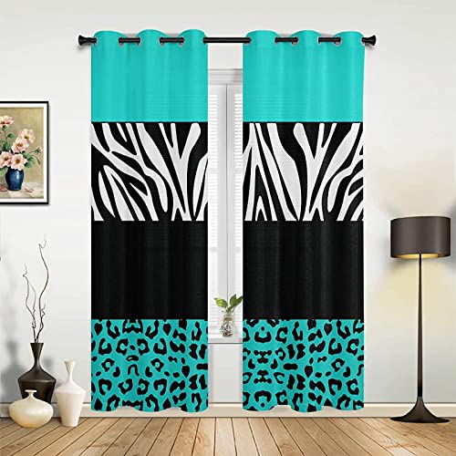 FIBITA Vorhang Blickdicht Streifen Vorhänge Leopardenmuster Gardinen Wohnzimmer Schlafzimmer Streifen Verdunklungsvorhänge 3D Druck Vorhang 110x215 cm Ösenvorhang 2er Set von FIBITA