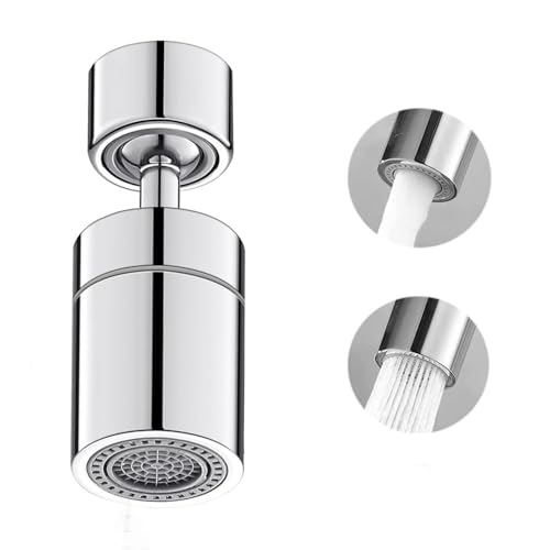 1 Packung Wasserhahn-Luftsprudler, Küchenarmatur-Auslauf, 360° Drehbarer Wasserhahn-Luftsprudler, Universeller Wasserhahn-Adapter-Aufsatz, Passend für Küchenspüle, Badezimmer (Silber) von FIBOUND