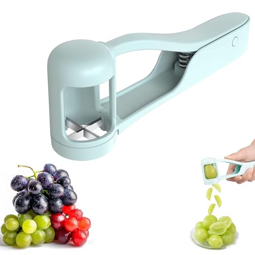 1 Stück Tragbarer Traubenschneider, Tomatenkirschenslicer Werkzeug, Edelstahl-Traubenslicer, Gemüse- und Obstsalatslicer, Küchenobstslicer-Gadget, für Kleinkinder Kinder-Scherswerkzeug zum Kochen von FIBOUND