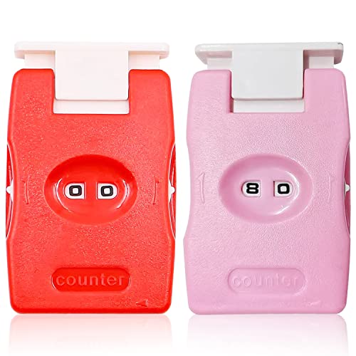 2 Stück Fingerzähler Universalzähler Strickzähler Zähler Manueller Zähler zum Flechten Stricken Stich, Stricken Reihe Zähler für Zuhause, Reisen (Rosa and Rot). von FIBOUND