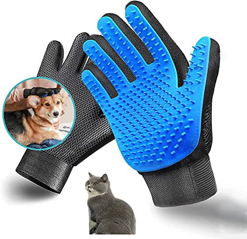 2PCS Fellpflege-Handschuh, Haustier Bürsten Handschuh, Pflegenbürste, Doppelseitig Möbel Haar Entferner Mitt zum Pet Hund Katze - Bade Massage Bürsten - Fell Werkzeug für Lange & Kurze Pelz, 2 Seiten von FIBOUND