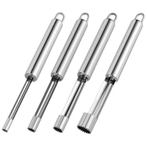 4 Stück Core Seed Remover, Früchte Core Remover Tool, Apfelfruchtkerne Remover Tool, Multifunktionaler Obstkerner Tool, Fruchtkernentferner Stahl, für Heimküchen, Kirschen, Rote Datteln, Äpfel, Etc von FIBOUND