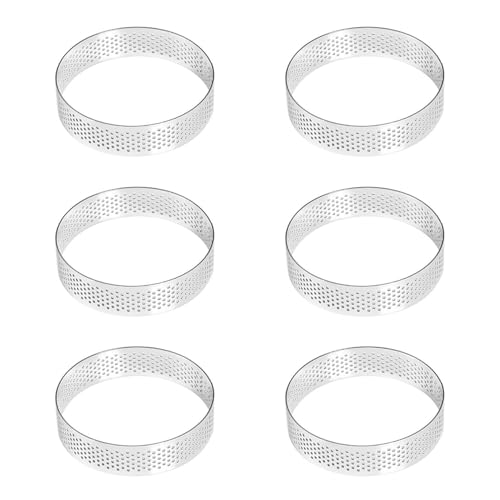 6 Edelstahl-Backringe mit Perforation – Hitzebeständig für Kuchen, Mousse & Waffeln. Gleichmäßige Hitze Durch Luftzirkulation. Spülmaschinenfest & Wiederverwendbar – für Haushalt & Profiköche. von FIBOUND