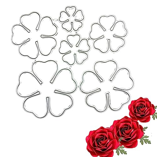 6 Stück Metall Prägeschablonen Flower Leaf Leaves Cutting Dies 3D Rose Flower Metal Die Cuts, Blumen Blätter Schneiden Schablonen für DIY Scrapbooking Basteln Album Kartenherstellung von FIBOUND