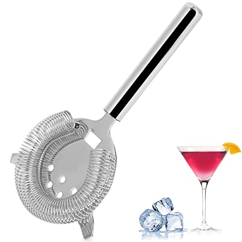 Cocktail Siebe Barsiebe aus Edelstahl Stainless Steel Cocktail Strainer Sieb Eisfilter aus Edelstahl Barsieb Cocktail,304 Edelstahl Barsieb für hochwertiges Barzubehör Party(silver) von FIBOUND