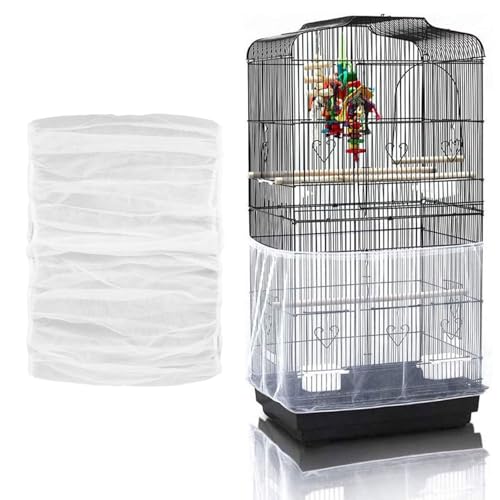 FIBOUND 1 Stück Vogelkäfig-Schutzrock aus atmungsaktivem Nylon-Mesh mit Fangsack - Staubdichter Belüfteter Käfigumhang für Papageien und Ziervögel von FIBOUND