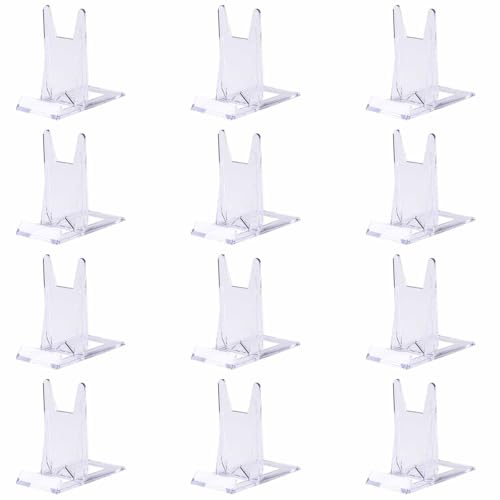 FIBOUND 12 Stück Verstellbare Acryl-Ständer - Durchsichtige Ausstellungshalter für Bücher, Handys, Teller & Bilder, Vielseitige Präsentationshilfen für Geschäfte oder Zuhause von FIBOUND