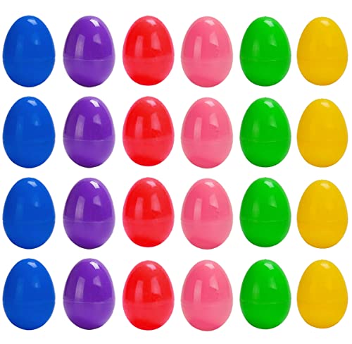 FIBOUND 24 Stück Plastic Eggs Easter Decorations, Easter Hang Plastic Eggs, Kunststoff Ostereier, Plastik Eier Ostern, Easter Home Decorations, Zum Basteln, Bemalen, Easter Party (6 Farben von FIBOUND