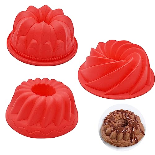 FIBOUND 3 Stück Silikon Gugelhupfform, Spiral Napfkuchen, Mini Beschichtet, Antihaft, Wiederverwendbare Kuchenform Set, Backform für Gugelhupf aus Silikon FIBOUND 3 Stück Silikon Gugelhupfform, Spiral Napfkuchen, Mini Beschichtet, Antihaft, Wiederverwendbare Kuchenform Set, Backform für Gugelhupf aus Silikon von FIBOUND
