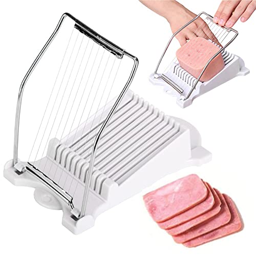 FIBOUND Luncheon Meat Slicing Tool Schinkenschneidewerkzeug Eierschneider - Luncheon Fleischschneider,für Schinken, Fleisch, Ei, Erdbeere, Weiches Obst, Kann in 10 Scheiben Geschnitten Werden (Weiß) von FIBOUND