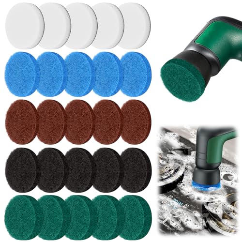 FICOFISE 25 Stück Aufsatz für Bosch Universal Brush: 5 Stile Reinigungsbürste Pad, Schaumstoffpad, Küchenpad, Mikrofaserpad, Hochleistungspad, Multi-Use Pad, Kompatibel mit Bosch Home/Garden 6033 von FICOFISE
