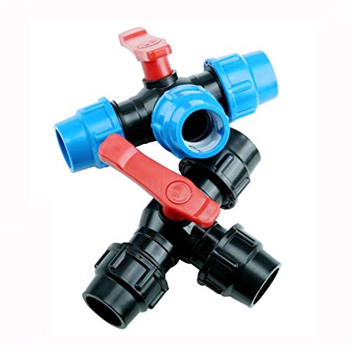 FIDALIKA T Typ 3-Wege 32mm Kunststoffkernkugelhahn, Blauer Schwarzer Kappen Adapter PE-Rohrarmaturen Schneller Anschluss Für Bewässerung (Size : Blue Cap) von FIDALIKA